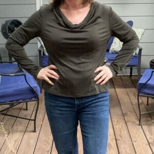 Banana Republic Olive Green Cowl Neck Jersey Top size M